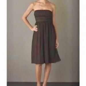 J. CREW Silk Strapless Dress in Chocolate Brown